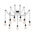9 Light Spider Pendant – Black, 120 mm Rose, E27 - Black, No Shade, G95 Bulb 40W