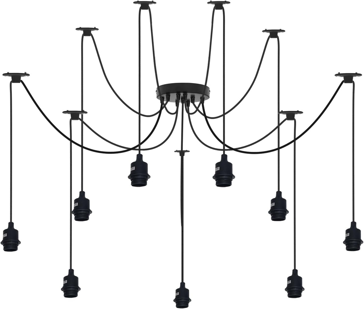 9 Light Spider Pendant – Black, 120 mm Rose, E27 - photo 2
