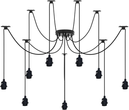 9 Light Spider Pendant – Black, 120 mm Rose, E27 - photo 2