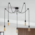 5 Light Spider Pendant – 195 cm Swag Cables, Black, E27