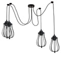4 Light Spider Pendant – Black Balloon Cages, 120 mm Rose, E27 - Black, Round Cage Black, Without Bulb