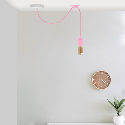 Silicone Swag Pendant Light – 2 m Fabric Cable, 8 Colours, E27 - photo 4