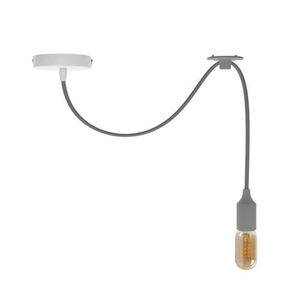Silicone Pendant Light – 1 m Swag Cable, Bare E27, 7 Colours - ST45 LED Bulb 4W, Grey, No Shade