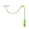 Silicone Swag Pendant Light – Light Green, Fabric Cable, E27 - ST45 LED Bulb 4W, Standard, No Shade