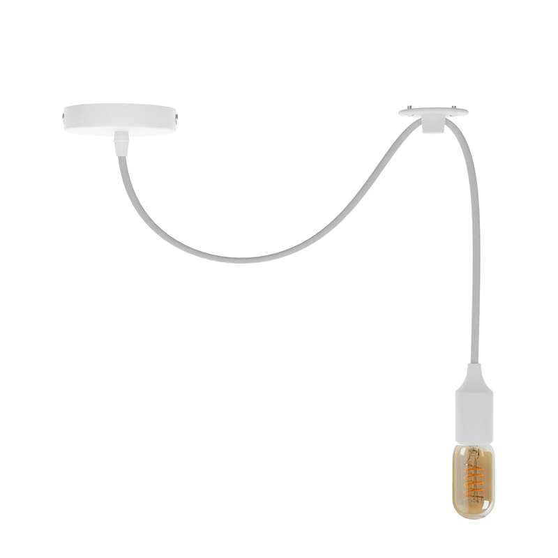 Silicone Pendant Light – 1 m Swag Cable, Bare E27, 7 Colours - ST45 LED Bulb 4W, White, No Shade