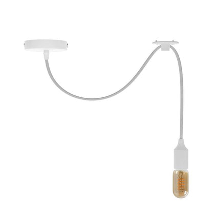 Silicone Swag Pendant Light – 2 m Fabric Cable, 8 Colours, E27 - ST45 LED Bulb 4W, White, No Shade