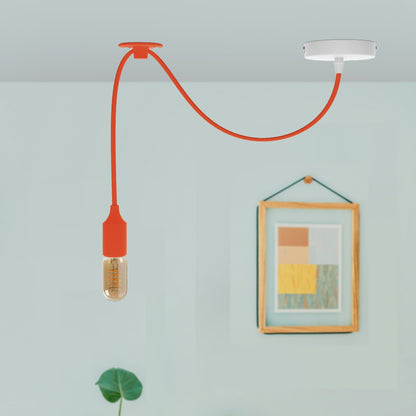 Silicone Pendant Light – 1 m Swag Cable, Bare E27, 7 Colours