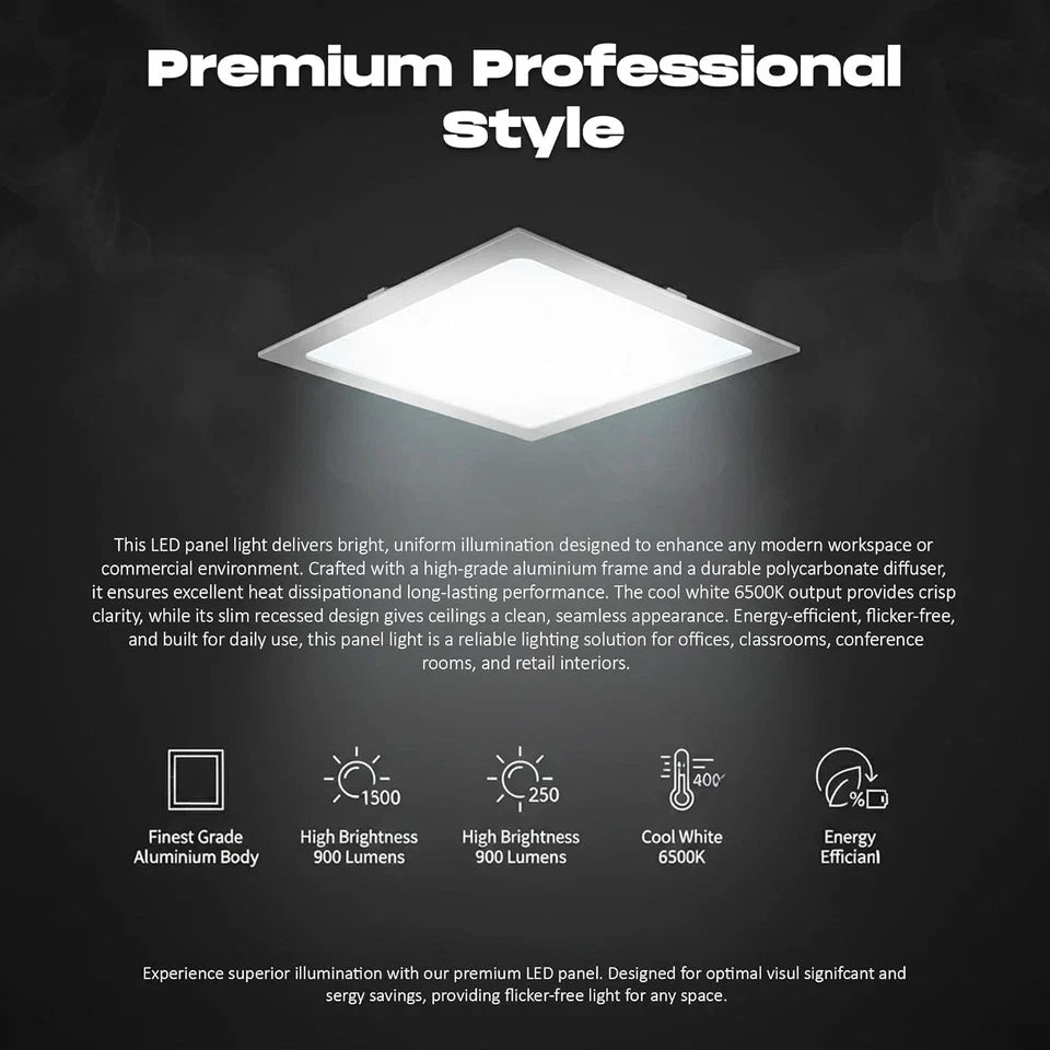 Square Recessed LED Panel 22W – Slim, Cool White 6000K - photo 7