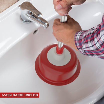 Toilet Plunger with Stainless Steel Handle – Vacuum Rubber Cup, 51 cm, Red - photo 4