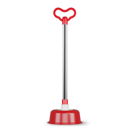 Toilet Plunger with Stainless Steel Handle – Vacuum Rubber Cup, 51 cm, Red