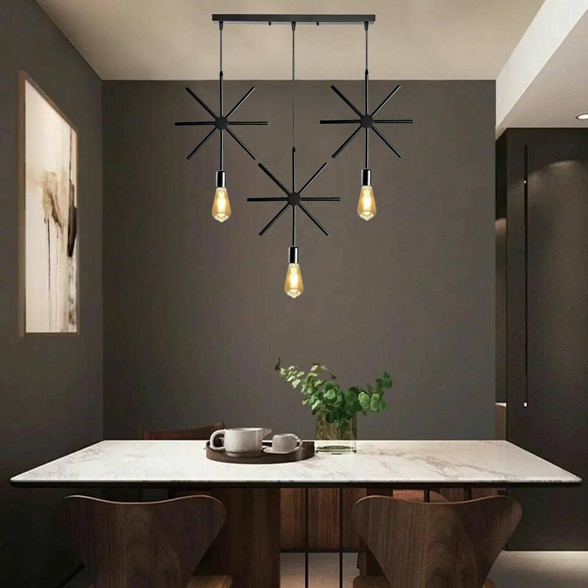 Star Pendant Lamp Shade – Black Metal Spokes - photo 4