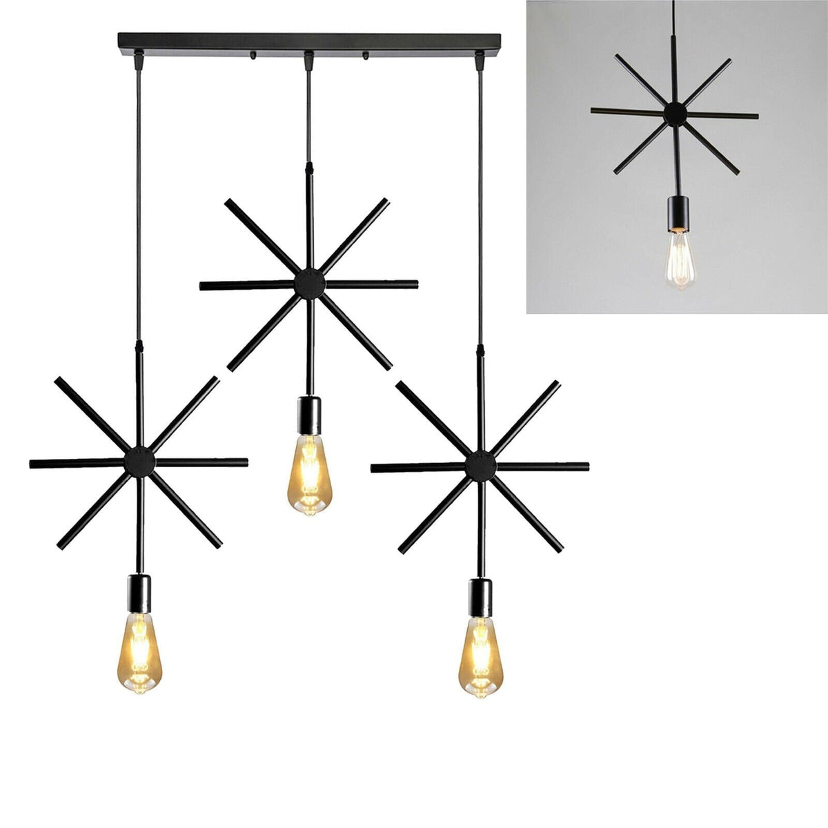 Star Pendant Lamp Shade – Black Metal Spokes - photo 5