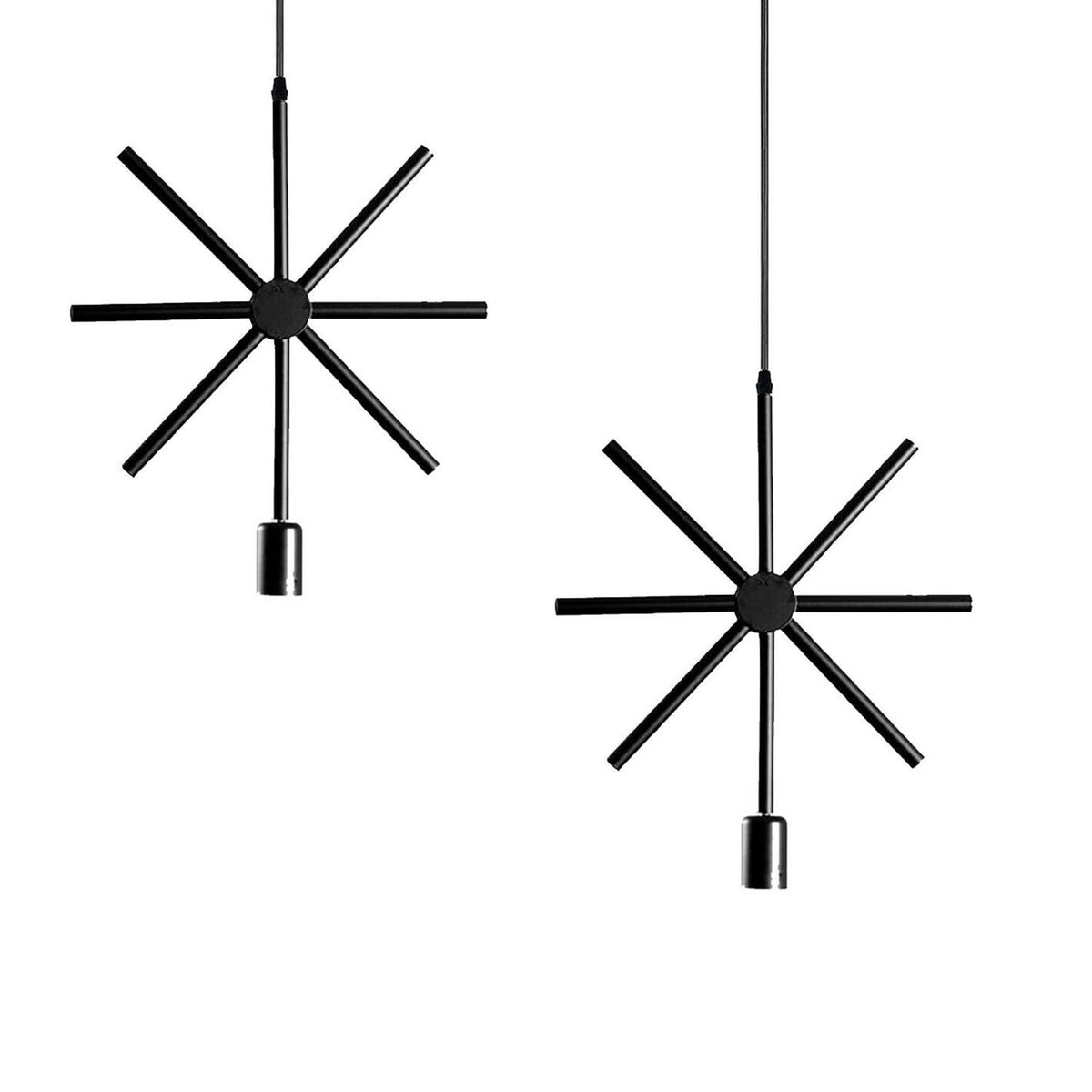 Star Pendant Lamp Shade – Black Metal Spokes - Standard, Black, Pack of 2