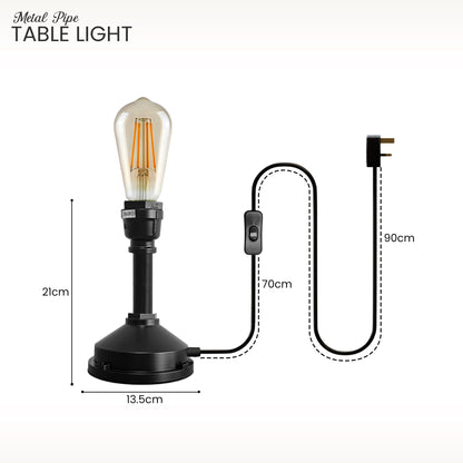 Steampunk Pipe Table Lamp Base Black E27 - photo 4