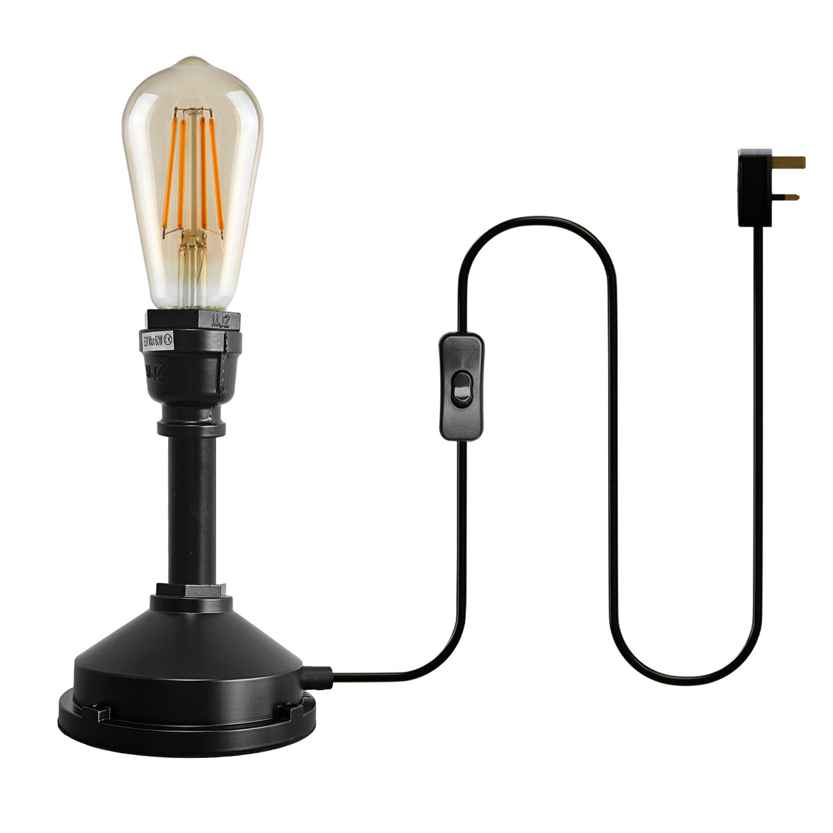 Steampunk Pipe Table Lamp Base Black E27 - photo 5