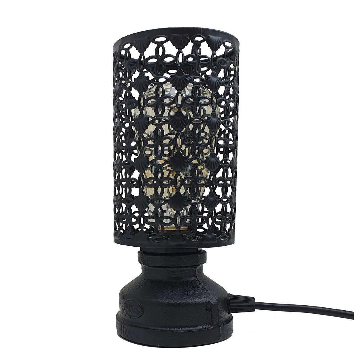 Steampunk Pipe Table Lamp Black – Cage, Shade or Lamp Only - Net Cage, Black, Without Bulb