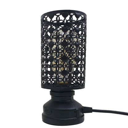 Steampunk Pipe Table Lamp Black – Cage, Shade or Lamp Only - Net Cage, Black, Without Bulb