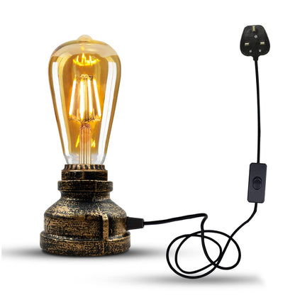 Steampunk Pipe Table Lamps with ST64 Bulbs – Set of 2 - photo 3