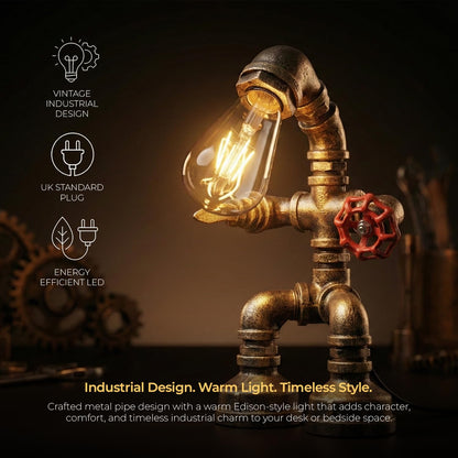 Steampunk Robot Pipe Table Lamp E27 - photo 3