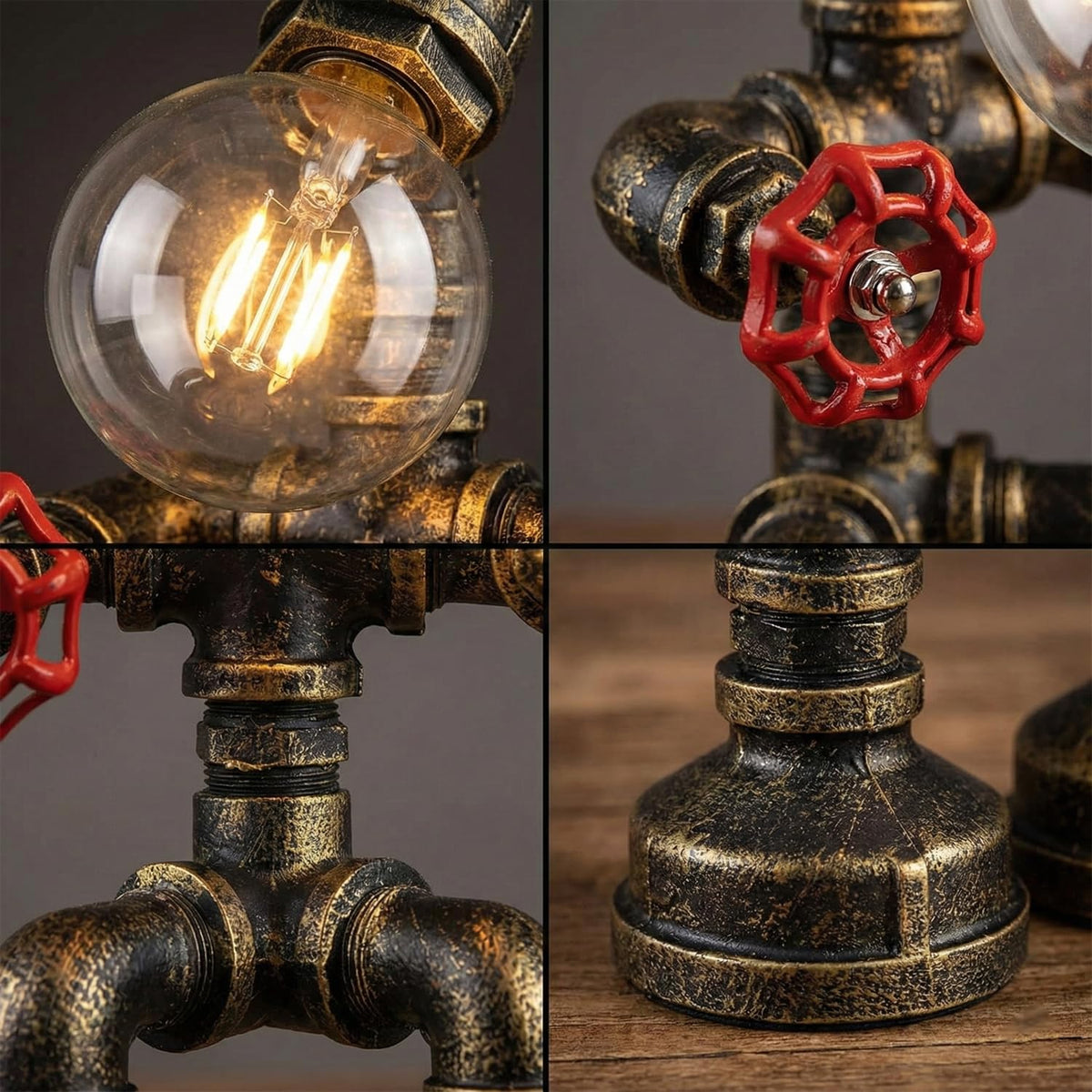 Steampunk Robot Pipe Table Lamp E27 - photo 5