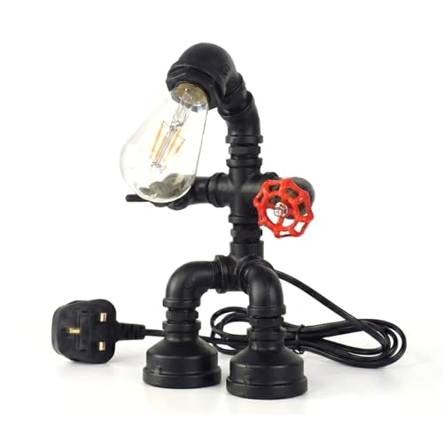 Steampunk Robot Pipe Table Lamp E27 - Black, Robot, Without Bulb
