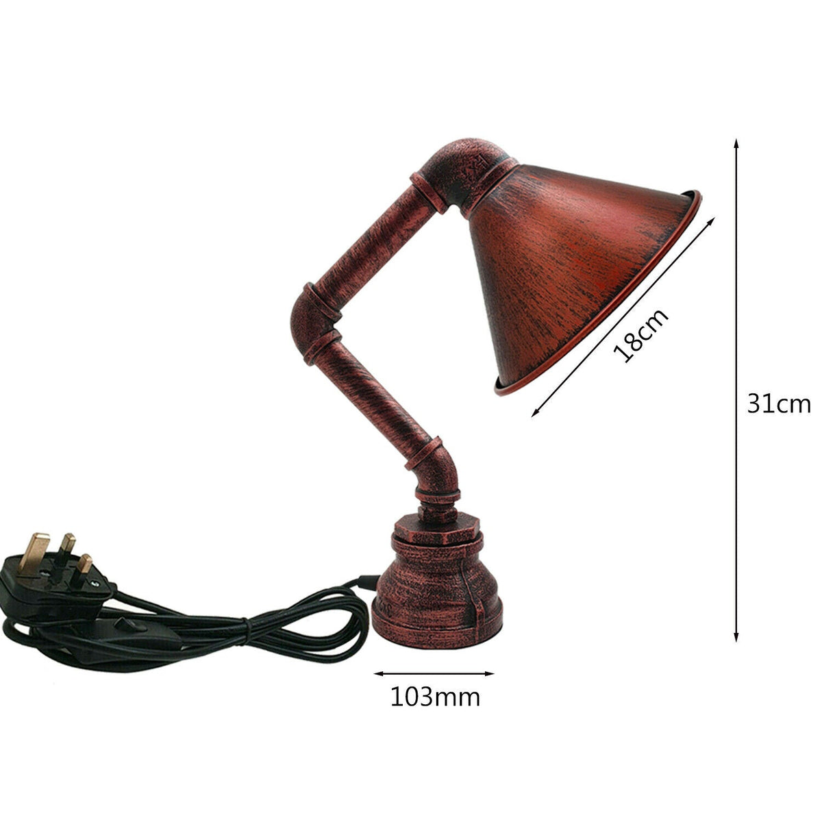 Steampunk Water Pipe Table Lamp with Shade E27 - photo 2