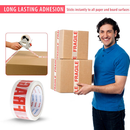 Fragile Printed Packing Tape, 6 Rolls – 48 mm x 50 m, Red on White - photo 8