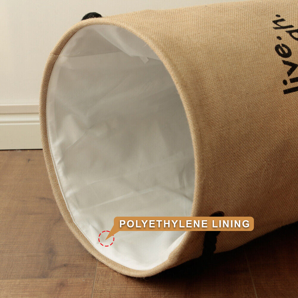Jute Laundry Basket – 'Live Laugh Love' Print, Rope Handles, 41 x 45 cm - photo 6
