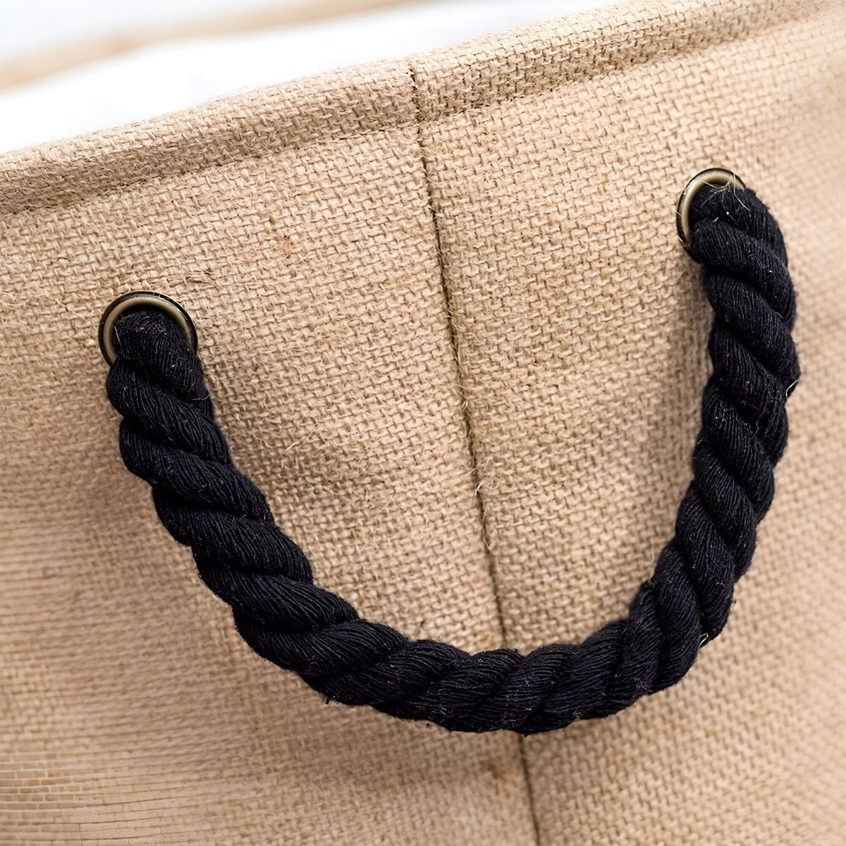 Jute Laundry Basket – 'Live Laugh Love' Print, Rope Handles, 41 x 45 cm - photo 7