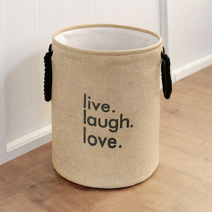 Jute Laundry Basket – 'Live Laugh Love' Print, Rope Handles, 41 x 45 cm - photo 8