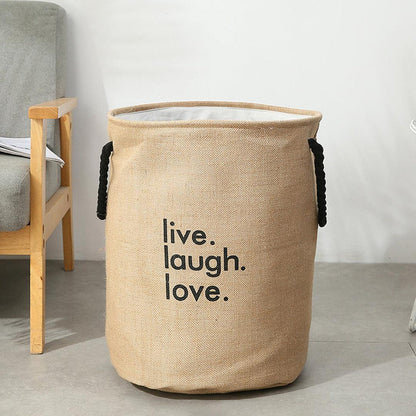 Jute Laundry Basket – 'Live Laugh Love' Print, Rope Handles, 41 x 45 cm - photo 9