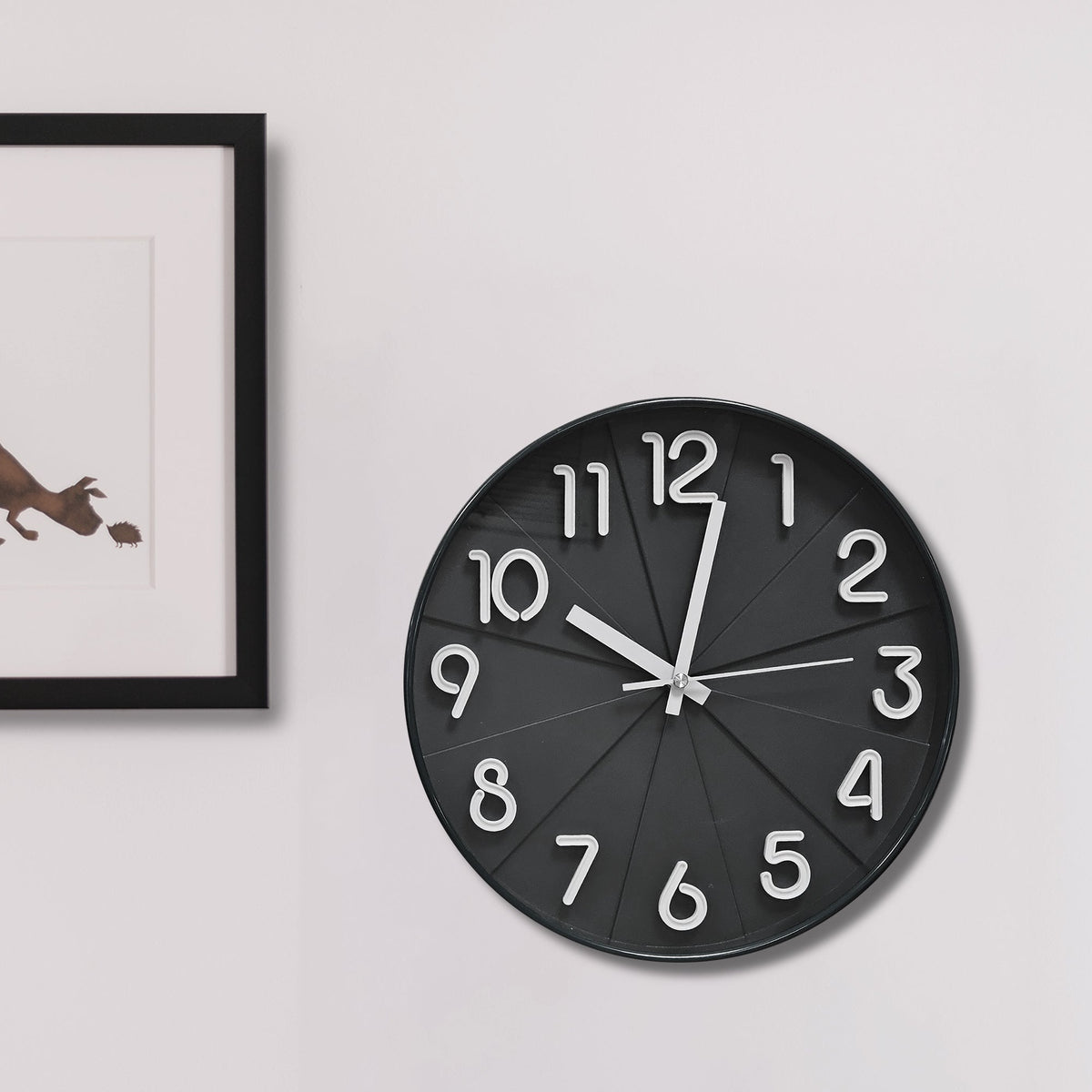 Modern Round Wall Clock – 29 cm, 3D Numbers, Black, Dark Green or White - photo 10