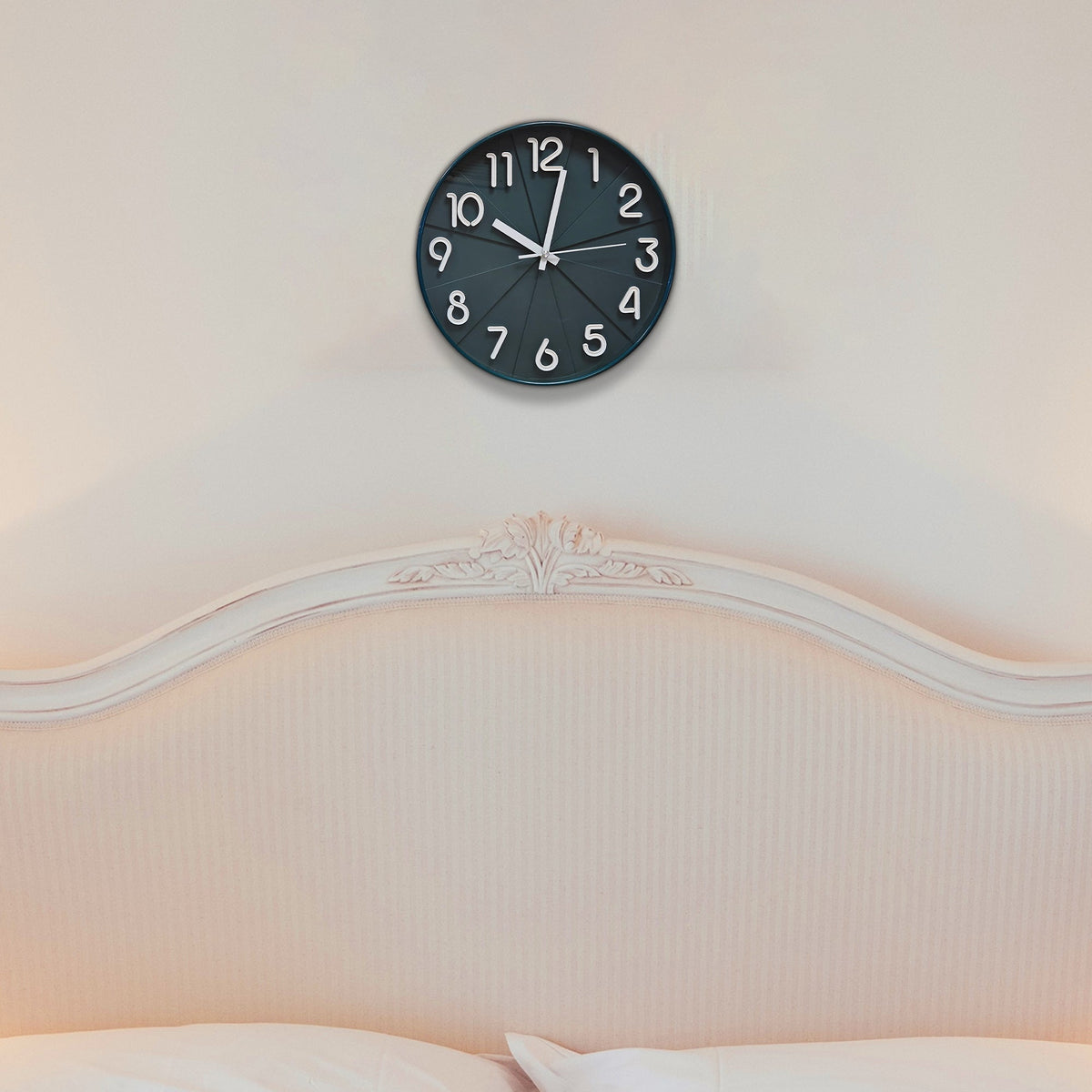 Modern Round Wall Clock – 29 cm, 3D Numbers, Black, Dark Green or White - photo 12