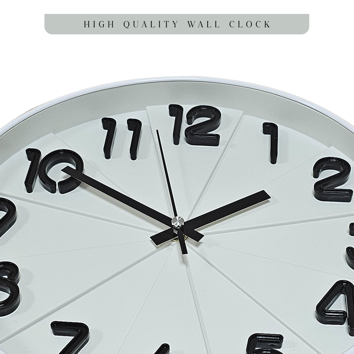 Modern Round Wall Clock – 29 cm, 3D Numbers, Black, Dark Green or White - photo 6