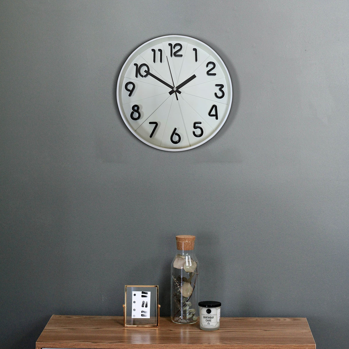 Modern Round Wall Clock – 29 cm, 3D Numbers, Black, Dark Green or White - photo 7