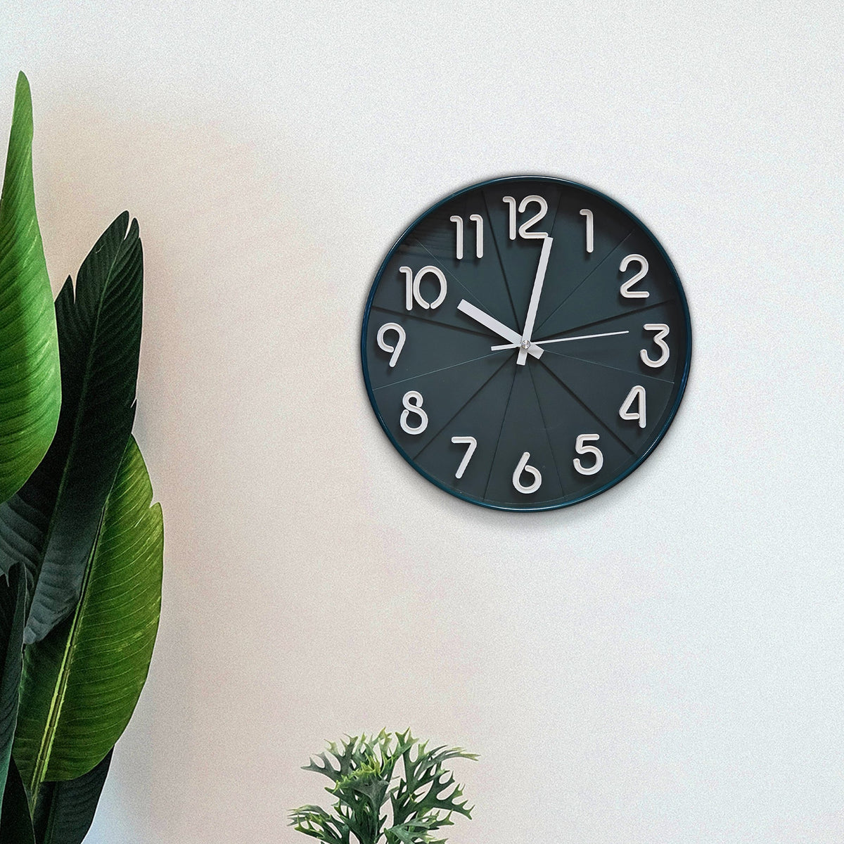 Modern Round Wall Clock – 29 cm, 3D Numbers, Black, Dark Green or White - photo 8