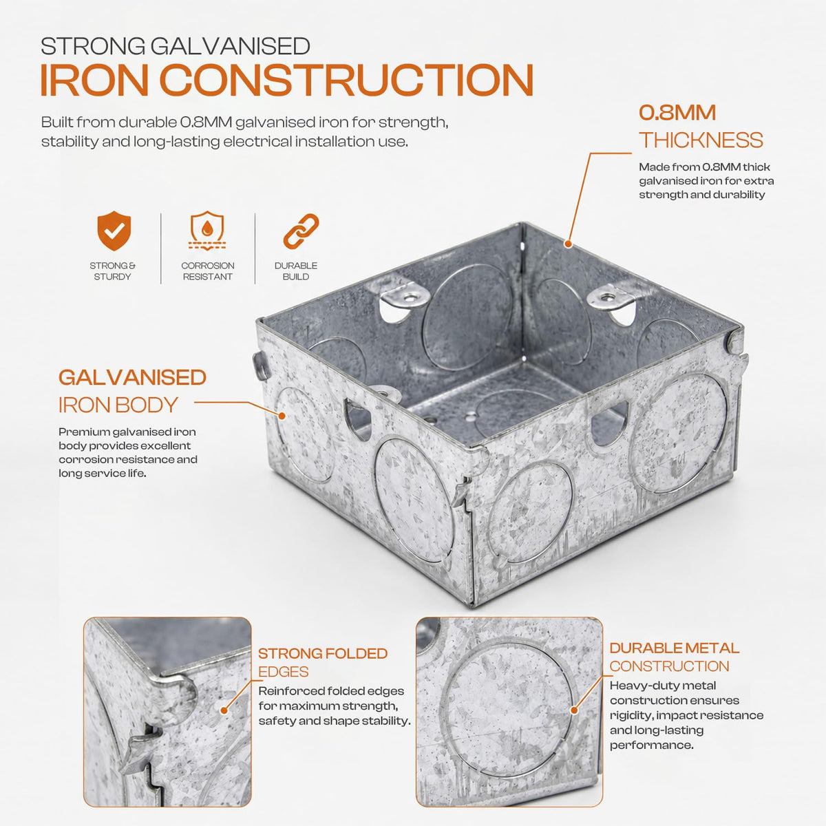Surface Mount Junction Box – Iron & PVC - photo 4