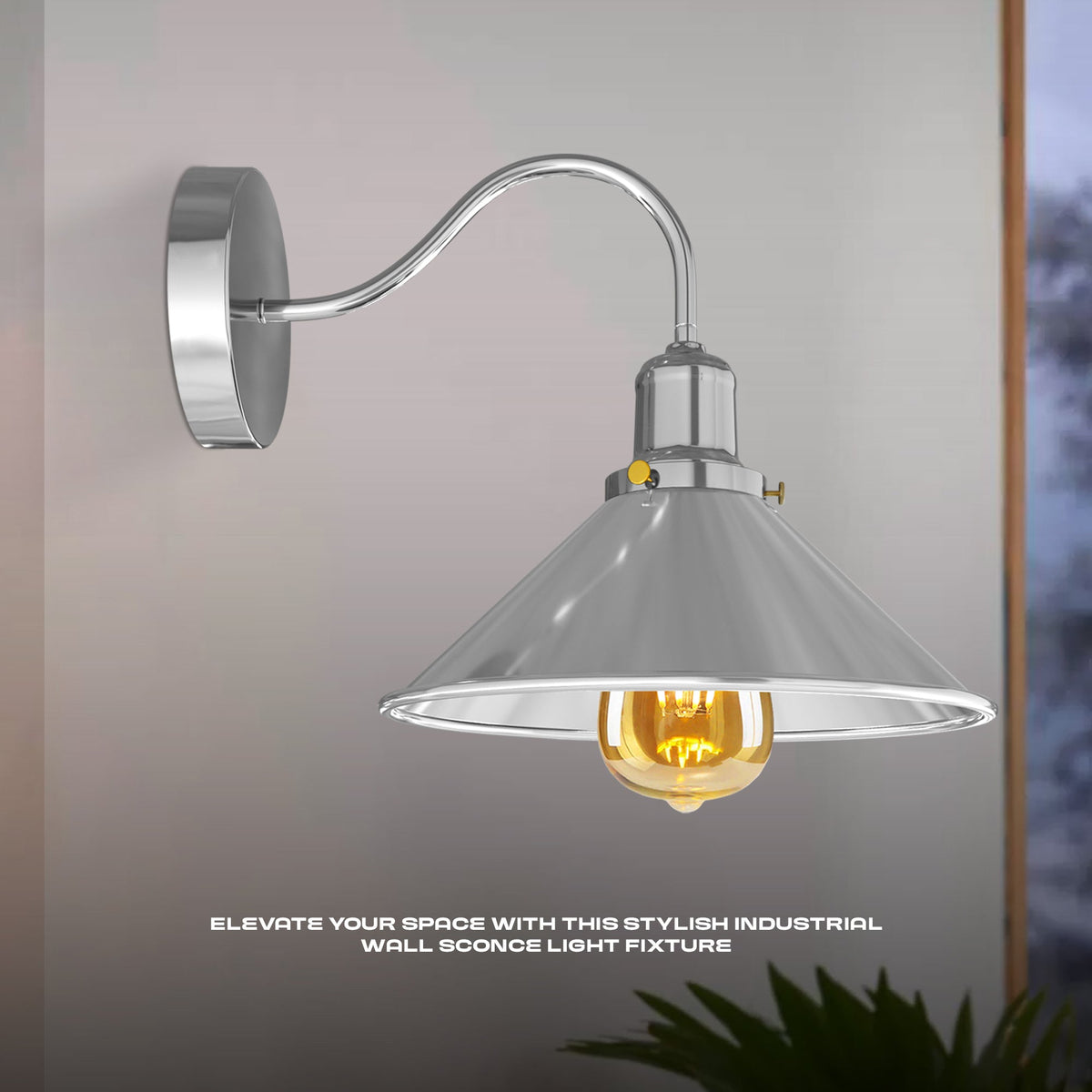 Swan Neck Wall Light Chrome with Shade – E27 - photo 4