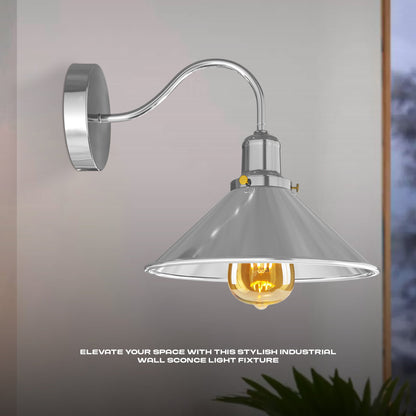 Swan Neck Wall Light Chrome with Shade – E27 - photo 4