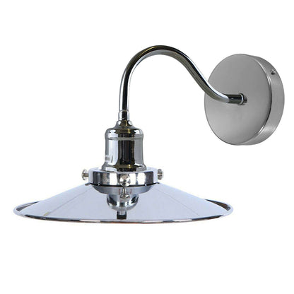 Swan Neck Wall Light Chrome with Shade – E27 - Chrome, Flat Chrome, Without Bulb