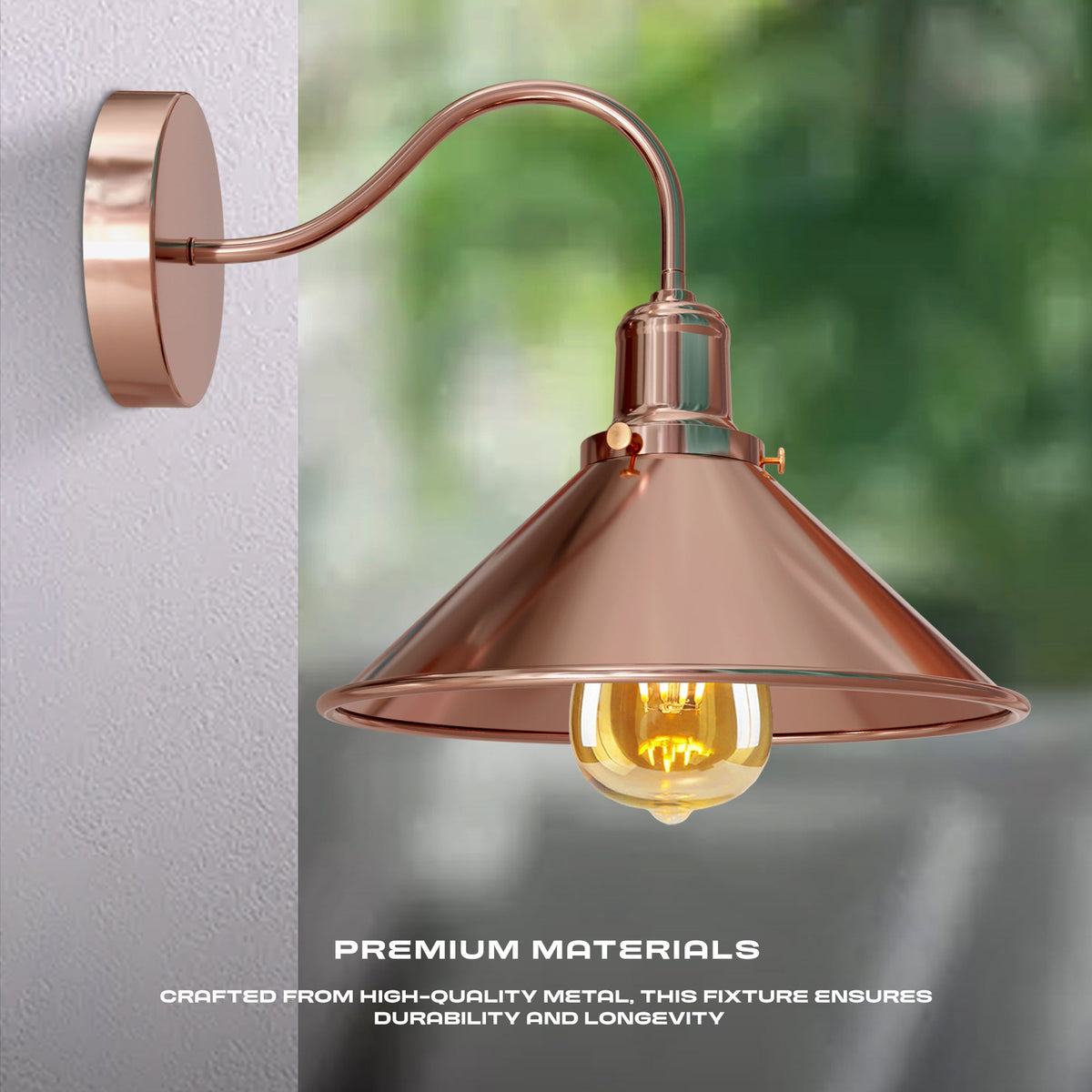 Swan Neck Wall Light with Shade – Black, Copper, Rose Gold, Satin Nickel, Brass - photo 2