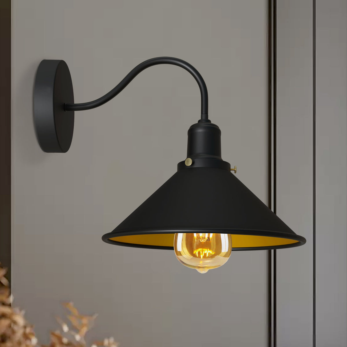 Swan Neck Wall Light with Shade – Black, Copper, Rose Gold, Satin Nickel, Brass - photo 4