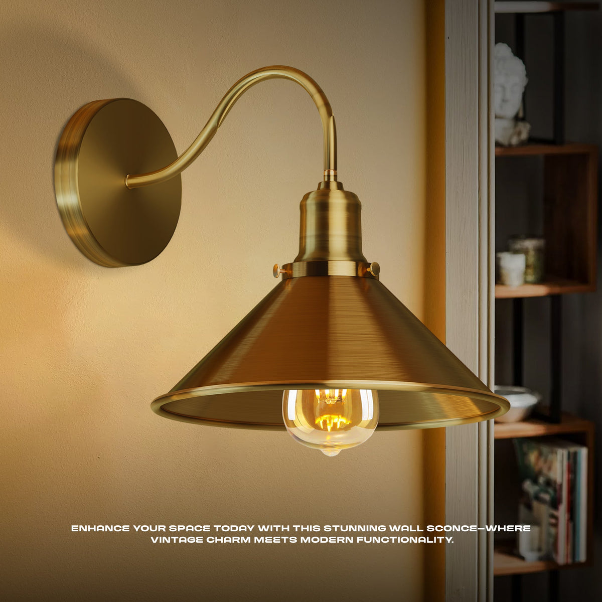 Swan Neck Wall Light with Shade – Black, Copper, Rose Gold, Satin Nickel, Brass - photo 5