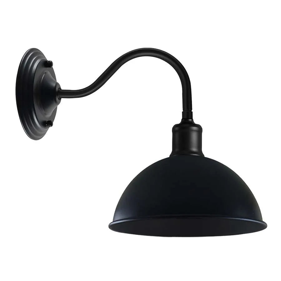 Swan Neck Wall Light with Shade – Black, Copper, Rose Gold, Satin Nickel, Brass - Black, Dome 21 cm Black, Without Bulb