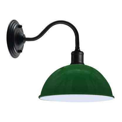 Swan Neck Wall Light with Shade – Black, Copper, Rose Gold, Satin Nickel, Brass - Black, Dome 21 cm Green, Without Bulb