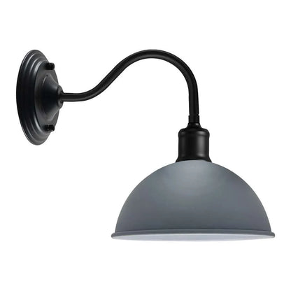 Swan Neck Wall Light with Shade – Black, Copper, Rose Gold, Satin Nickel, Brass - Black, Dome 21 cm Grey, Without Bulb