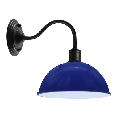 Swan Neck Wall Light with Shade – Black, Copper, Rose Gold, Satin Nickel, Brass - Black, Dome 21 cm Navy Blue, Without Bulb