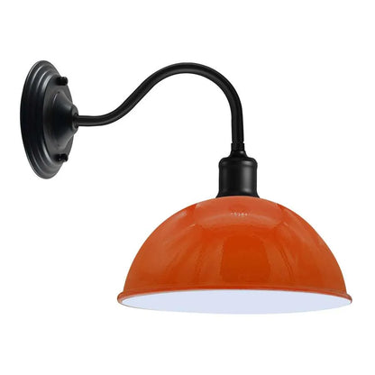 Swan Neck Wall Light with Shade – Black, Copper, Rose Gold, Satin Nickel, Brass - Black, Dome 21 cm Orange, Without Bulb