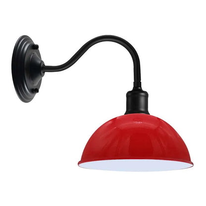 Swan Neck Wall Light with Shade – Black, Copper, Rose Gold, Satin Nickel, Brass - Black, Dome 21 cm Red, Without Bulb