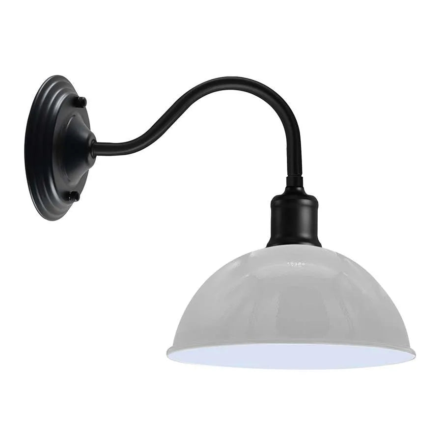 Swan Neck Wall Light with Shade – Black, Copper, Rose Gold, Satin Nickel, Brass - Black, Dome 21 cm White, Without Bulb